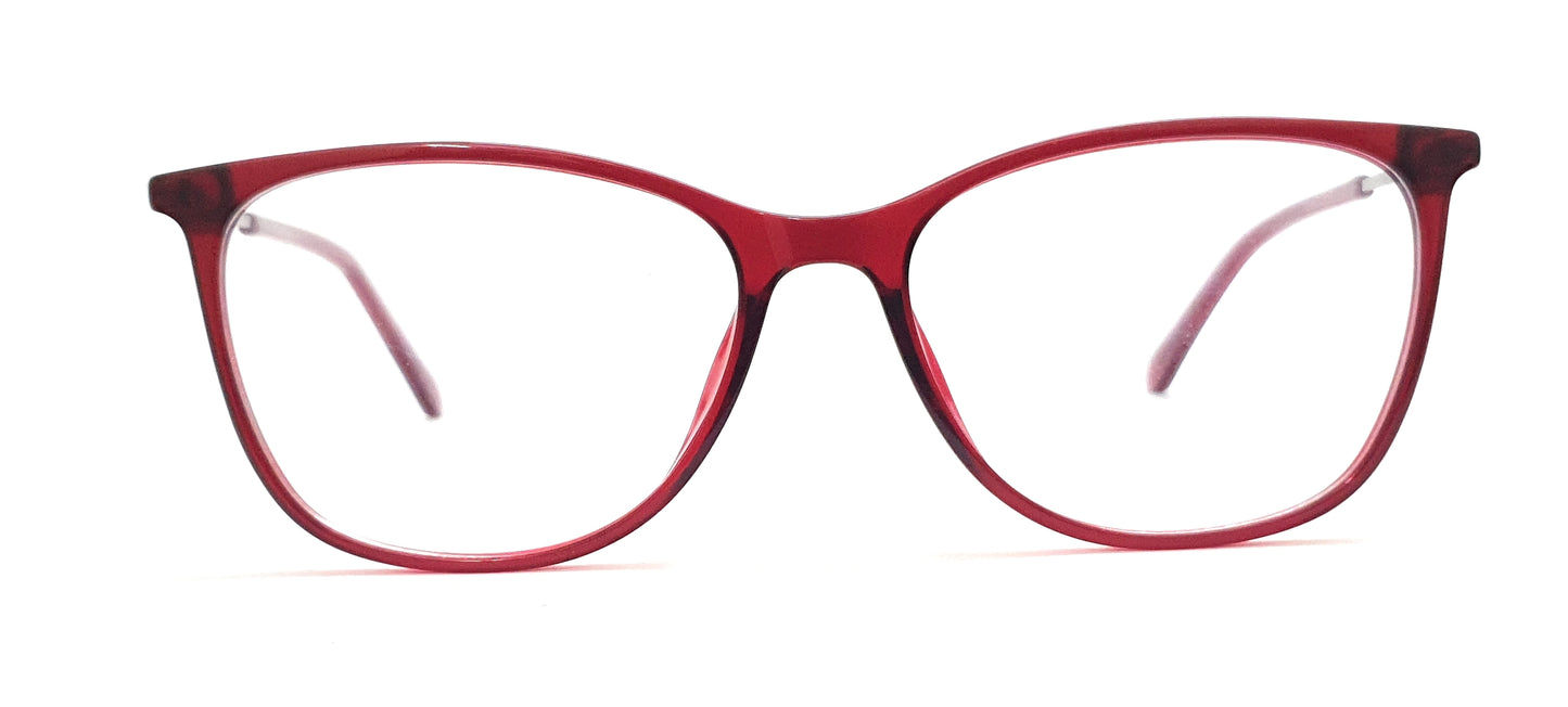 Trendy Eyeglasses Spectacle TN-001 with Power ANTI-GLARE-Reflective Glasses Red VS-017