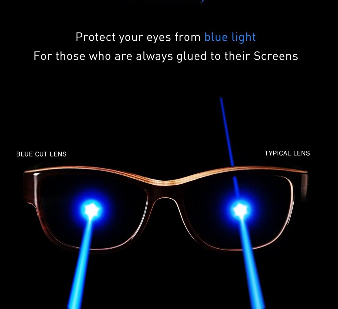 Affaires Ultra lightweight Blue Ray glasses Spectacles with anti-reflection for Eye Protection | Zero Power BC-123 (Black-Matte)