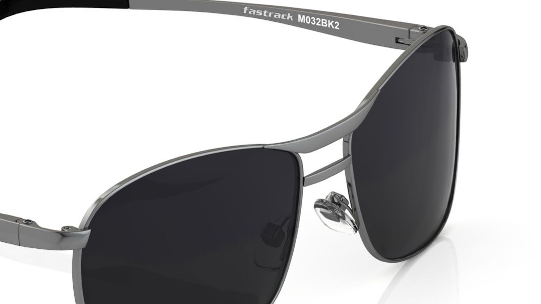 Fastrack Navigator Sunglasses Silver Frame Black Lens M032BK2